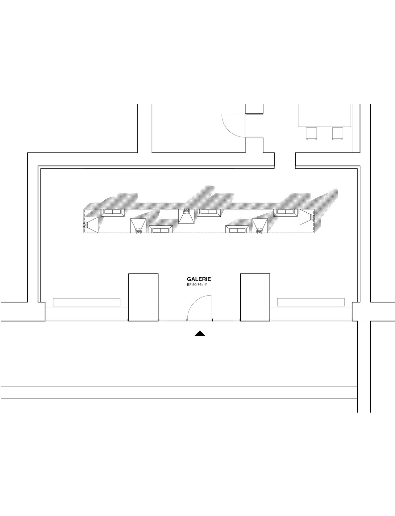 Grundrissplan einer Galerie mit einer Fläche von 60,76 m²